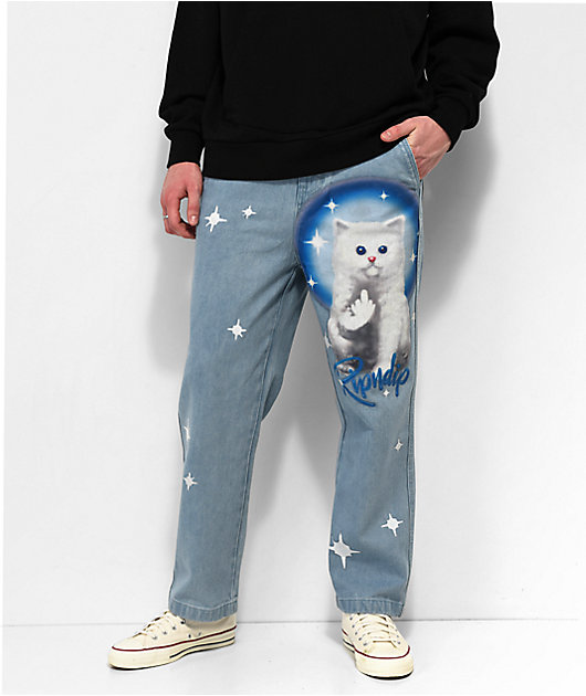 パンツ RIPNDIP Sprinkles Wide Leg Jeans RIPNDIP Sprinkles Wide Leg Blue Denim Jeans | Zumiez