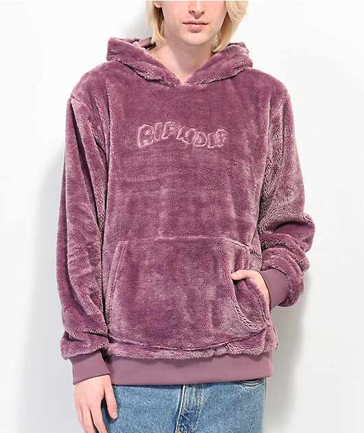 RIPNDIP Waves Mauve Sherpa Hoodie Zumiez