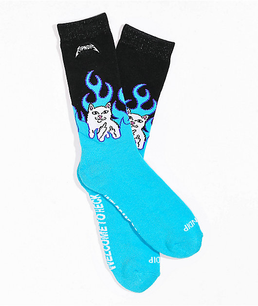 RIPNDIP Welcome To Heck Electric Blue Crew Socks