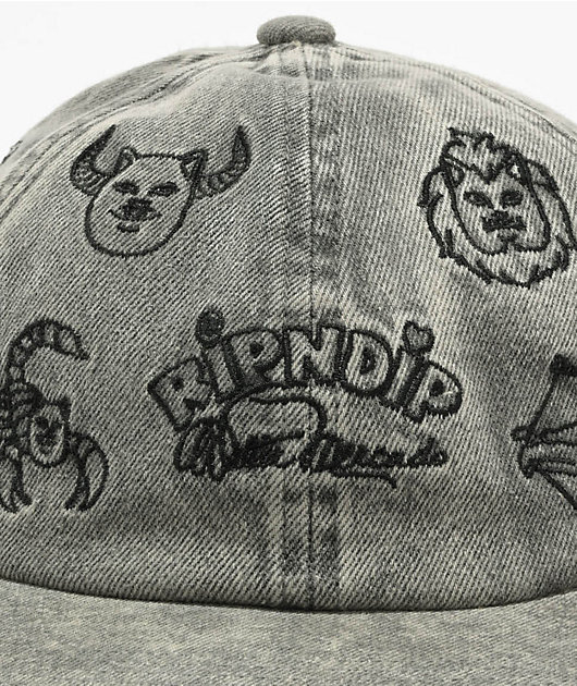 RIPNDIP × Zodiac Mucho ハット RIPNDIP x Walter Mercado Zodiac Grey Strapback Hat | Zumiez