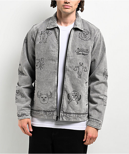 journal standard luxe Jesse’s Rip BZ RIPNDIP x Walter Mercado Zodiac Mucho Grey Wash Denim Work Jacket