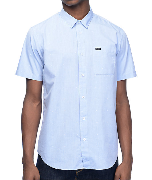 light blue short sleeve button up shirt