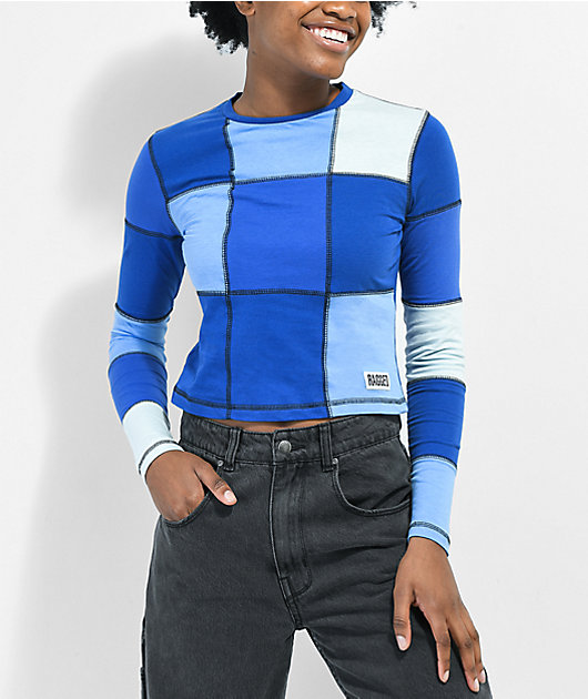 Ragged Jeans Blue Square Panel Crop 