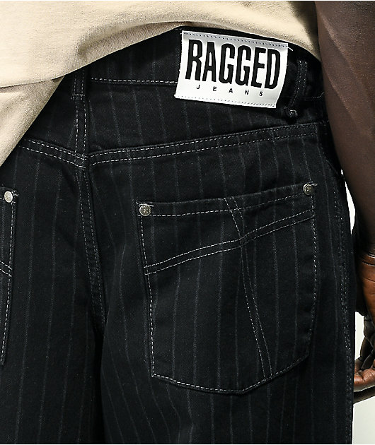 Ragged Jeans Laser Pinstripe Black Jeans