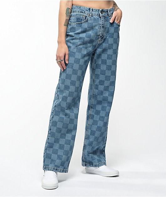 Ragged Jeans Light Blue Checkerboard Jeans