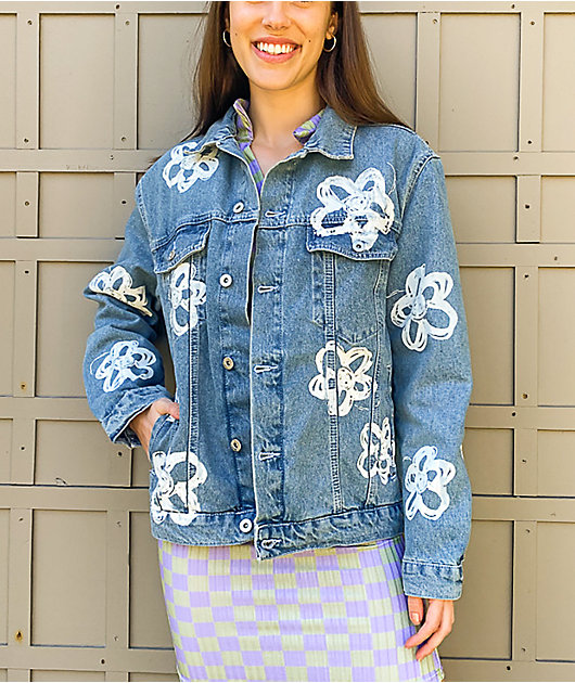 Ragged Priest Dropout Daisy Bleach Blue Denim Jacket | Zumiez