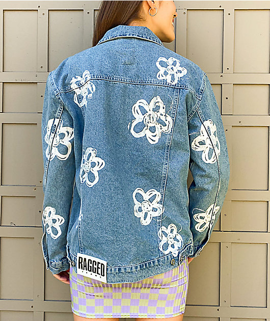 Ragged Priest Dropout Daisy Bleach Blue Denim Jacket | Zumiez