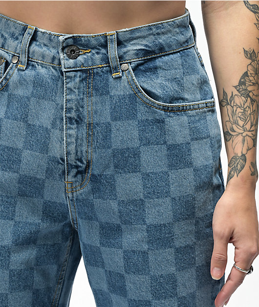 Ragged Priest Light Blue Checkerboard Jeans