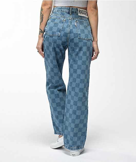 Ragged Priest Light Blue Checkered Jeans