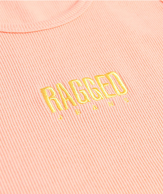 Ragged Priest Pink Ribbed Racerback Tank Top
