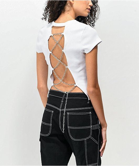The Ragged Priest crop top with suspender detail