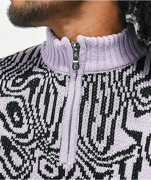 Ragged Priest Spacey Pink & Black Half-Zip Sweater