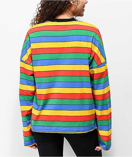 Ragged Priest camiseta de larga de rayas arcoíris