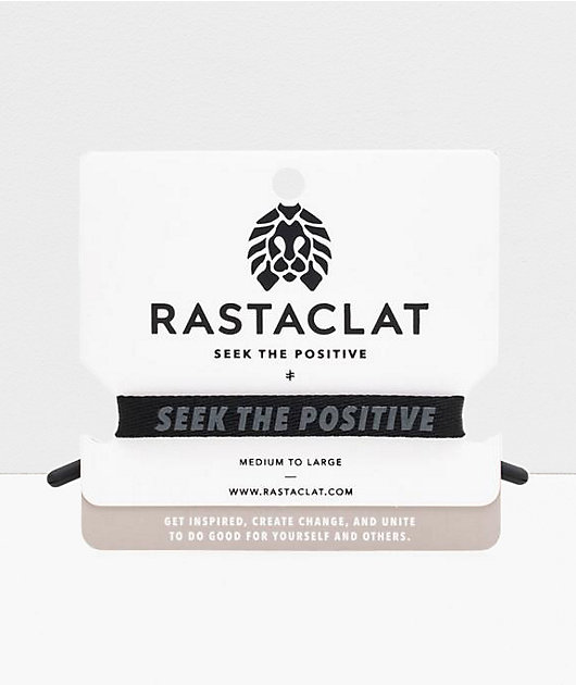 Rastaclat Seek The Positive pulsera de cordones negra