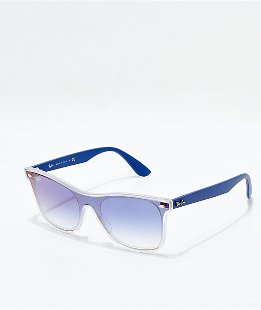 Ray-Ban Blaze Wayfarer Transparent Blue & Blue Gradient Mirror Polarized  Sunglasses