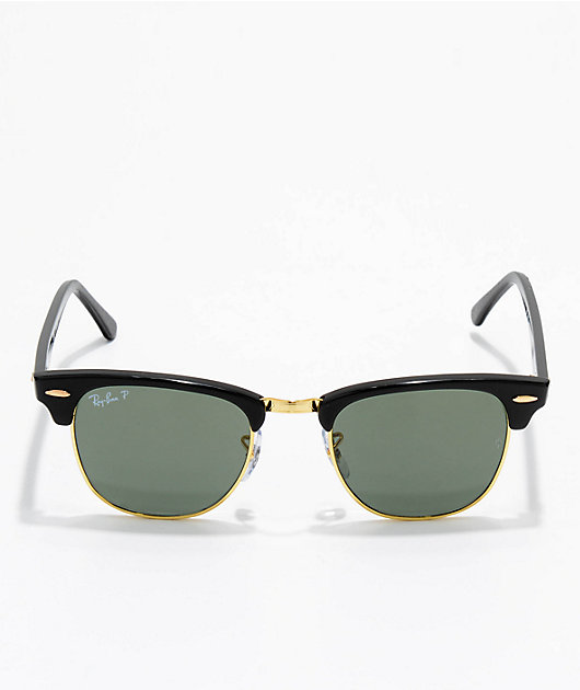 Ray-Ban Clubmaster gafas sol polarizadas negras y doradas
