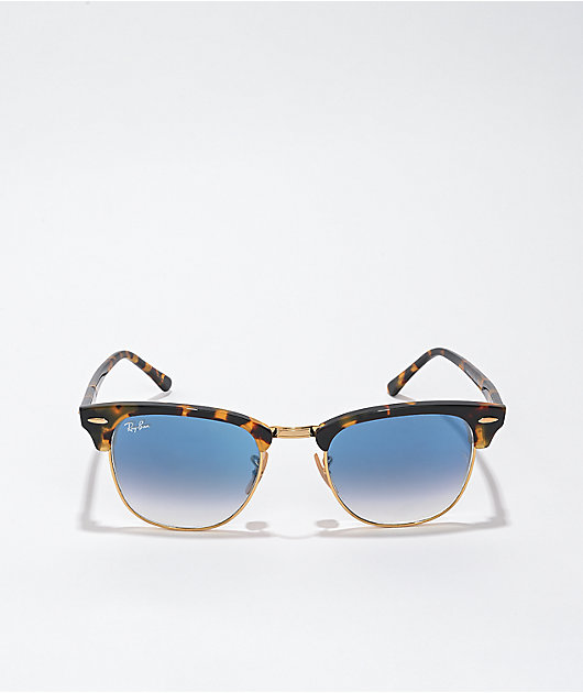 Ray-Ban Havana Clubmaster Blue Flash Sunglasses