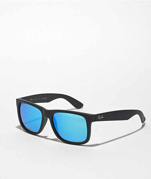 natural empezar Móvil Ray-Ban Justin Black & Blue Mirror Sunglasses