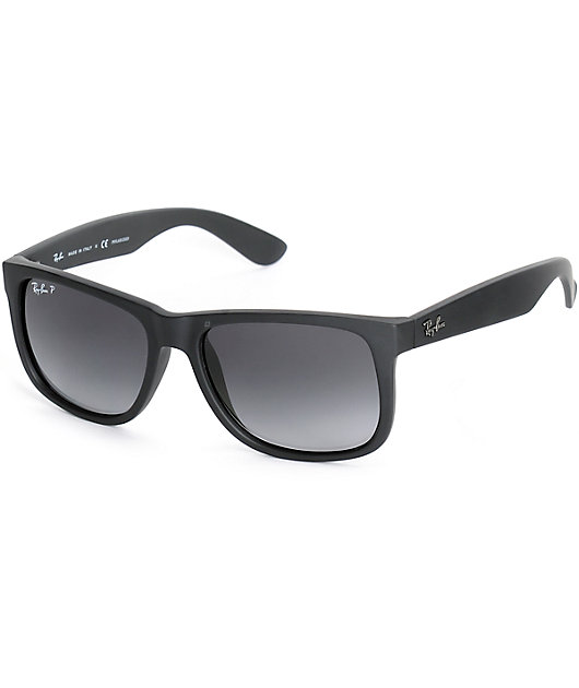 Ray-Ban Justin gafas de sol polarizadas de goma negra
