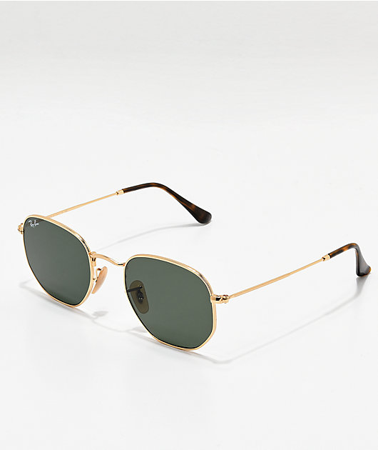 caricia preferir Descendencia Ray-Ban gafas de sol hexagonales en oro y verde