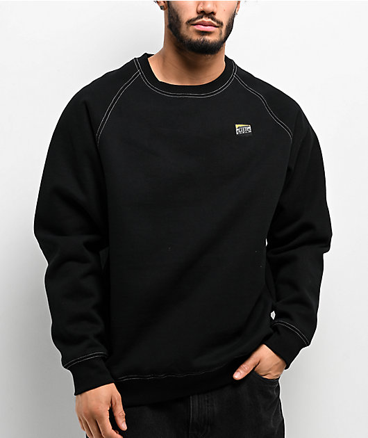 トップス Yoke broken crew neck Real Tough Threads Black Crewneck Sweatshirt | Zumiez