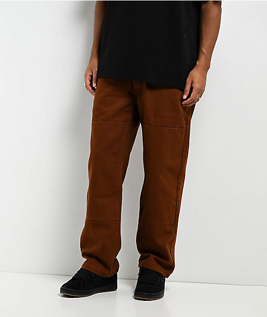 Real Tough Threads Double Knee Brown Loose Fit Pants | Zumiez