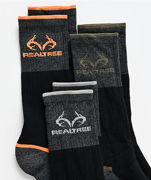Realtree 6 Pack Grey Crew Socks