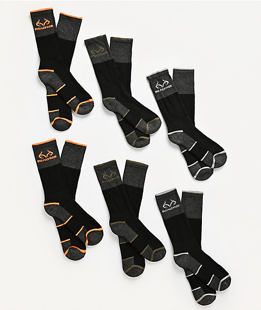 Realtree 6 Pack Grey Crew Socks