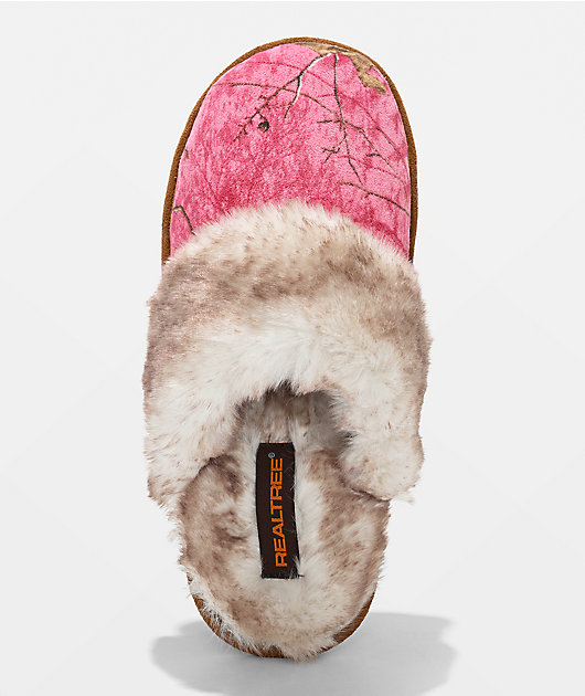 Realtree EDGE Colors Camp Scuff Pink Faux Fur Slippers
