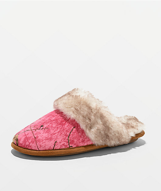 Realtree EDGE Colors Camp Scuff Pink Faux Fur Slippers