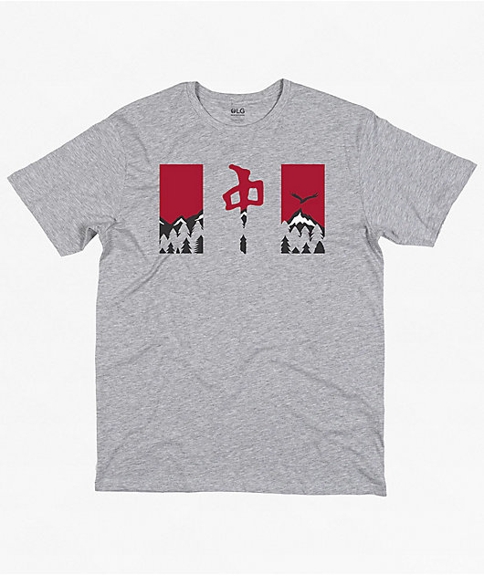 Red Dragon Nature Flag Grey T-Shirt