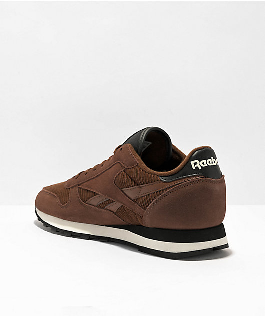 Reebok CL Premium Brown & Black Corduroy Skate Shoes |