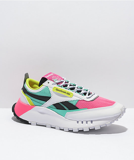 Reebok Classic Pink, Green, & White Shoes