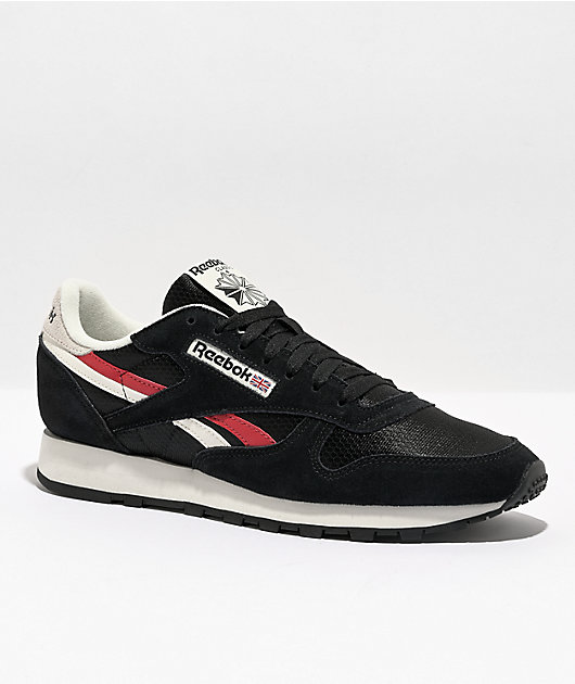 Reebok Classic Leather Varsity Black Red Shoes