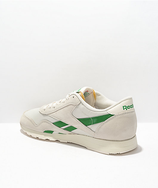 Reebok Classic Nylon & Canvas White & Green Shoes