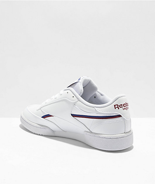 Ombord forhåndsvisning Bøde Reebok Club C 85 Vegan White, Blue & Burgundy Shoes