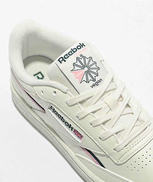 Reebok Club C 85 Vegan White, Pink, & Green Shoes