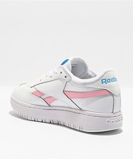 Reebok Club C Double Revenge Sneakers in White with Pink Detail