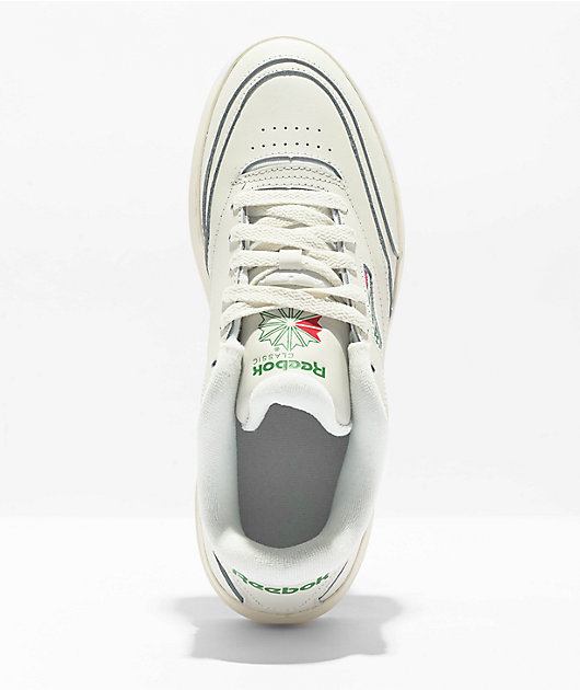 Reebok Women's White & Green Club C Double Pop Sneakers