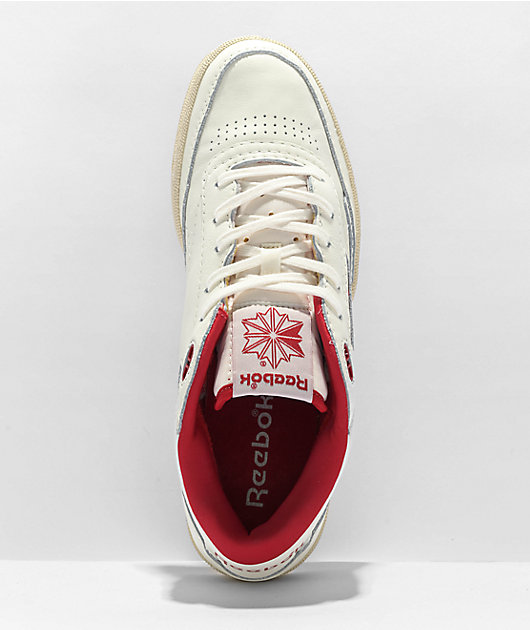 Reebok Club C Mid II Vintage Chalk Flash Red Shoes Zumiez