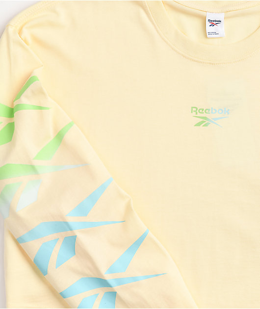 Reebok Festival Sandstone Yellow Long Sleeve Crop T-Shirt