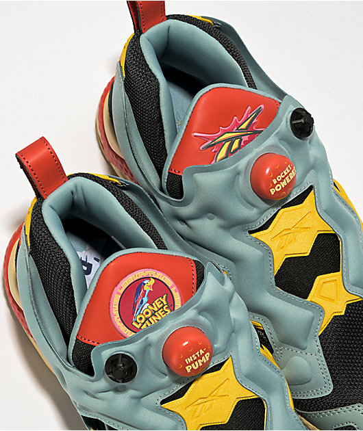 Reebok x Looney Tunes Instapump Fury Blue, Yellow, & Red Shoes