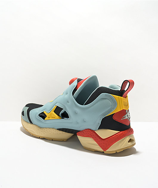 Reebok x Looney Tunes Instapump Fury Blue, Yellow, & Red Shoes