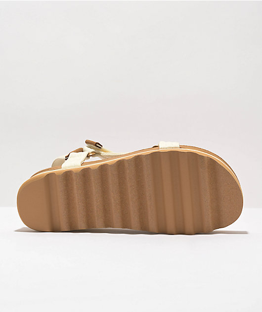 Reef Cushion Rem Hi Whisper White & Tan Strap Sandals