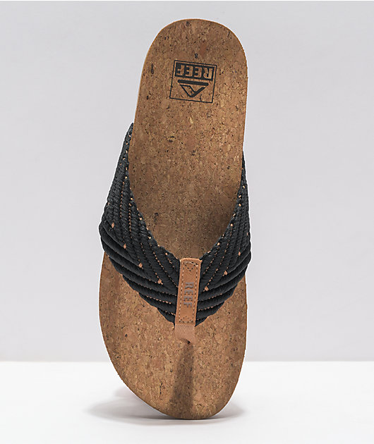 Reef Cushion Strand Black & Tan Sandals