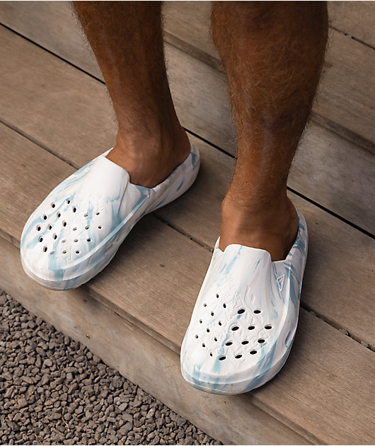 Reef Glider Off White & Blue Slide Sandals