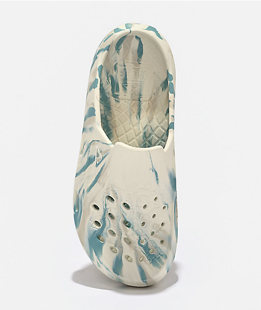 Reef Glider Off White & Blue Slide Sandals