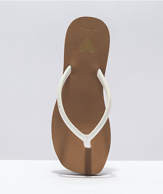 Reef Seas White & Tan Slide Sandals
