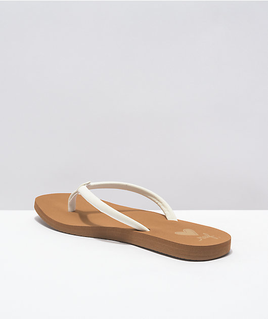 Reef Seas White & Tan Slide Sandals