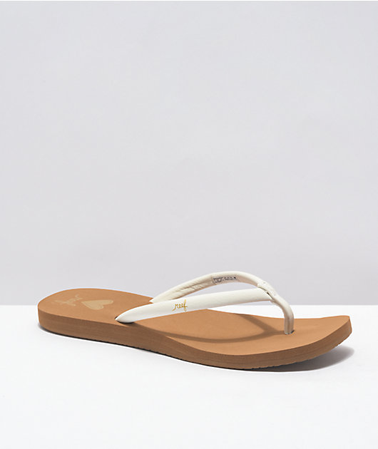 Reef Seas White & Tan Slide Sandals